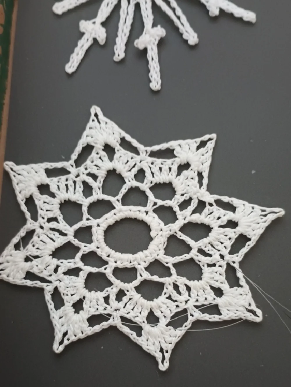 White Hand  Crochet Snowflake Christmas Tree Ornaments - Picture 4 of 7